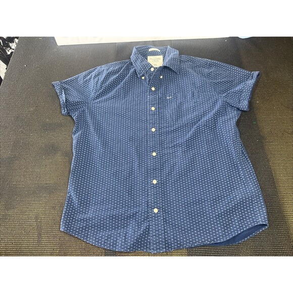 Abercrombie & Fitch Shirt Adult XXL Blue Button Up Short‎ Sleeve Lightweight - Picture 1 of 6